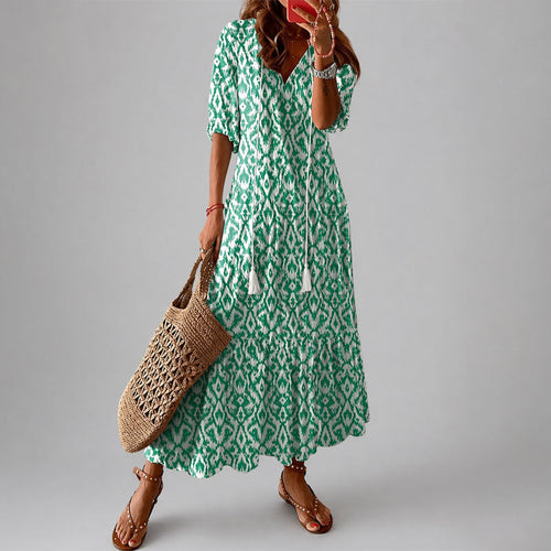 Abigail - Women’s Bohemian Tassel Tie Maxi Dress