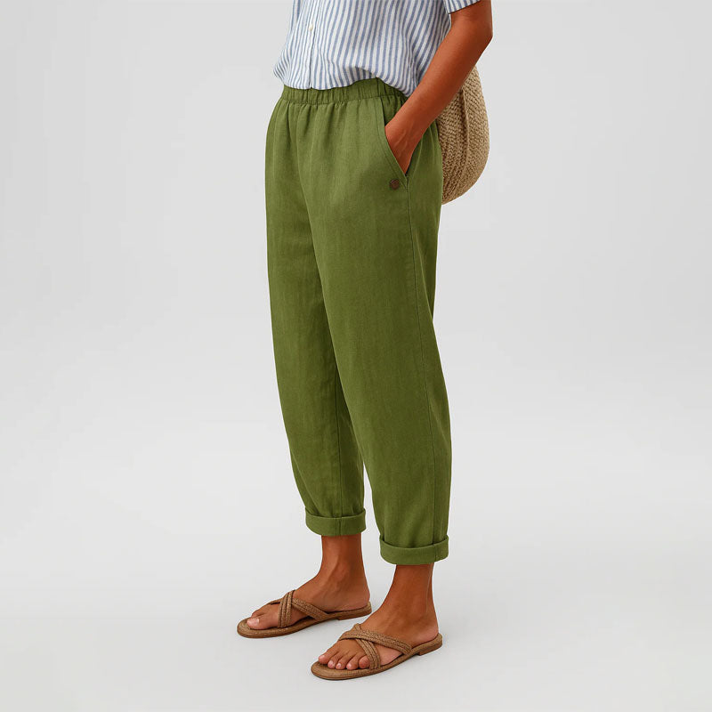 Alexandra - Women’s Casual Elastic Waist Tapered Trousers