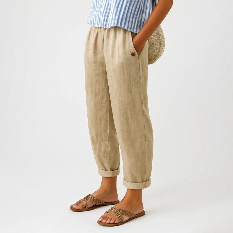 Alexandra - Women’s Casual Elastic Waist Tapered Trousers
