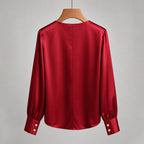 Alexia - Women’s Pearl Trim Satin-Look Blouse