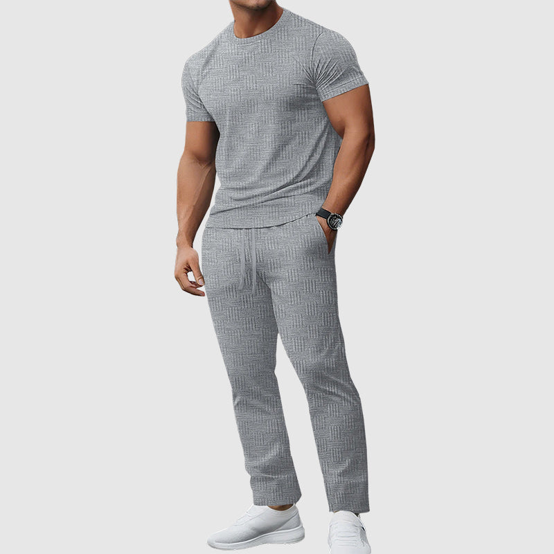 Austin - Men's Textured T-Shirt And Jogger Pants Set