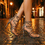 Ava - Women’s Snake Print Strappy High Heel Sandals