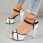 Ava - Women's Platform Open Toe Ankle Strap High Heels