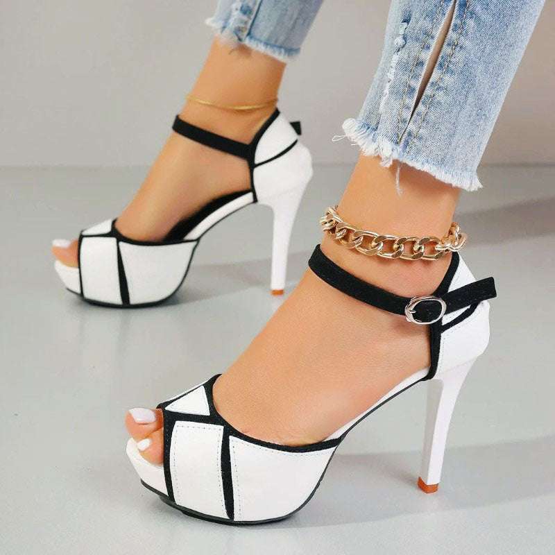 Ava - Women's Platform Open Toe Ankle Strap High Heels