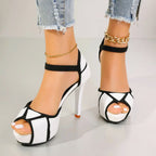 Ava - Women's Platform Open Toe Ankle Strap High Heels