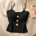 Avery - Women's Ribbed Knit Strappy Corset Crop Top