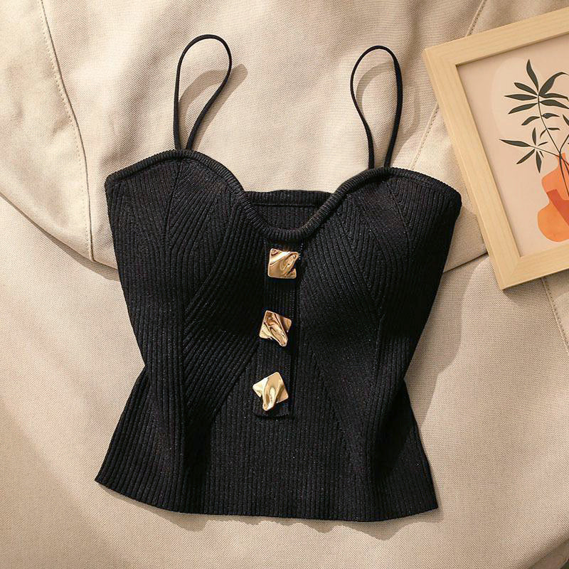 Avery - Women's Ribbed Knit Strappy Corset Crop Top