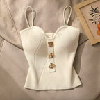 Avery - Women's Ribbed Knit Strappy Corset Crop Top