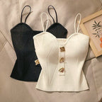Avery - Women's Ribbed Knit Strappy Corset Crop Top