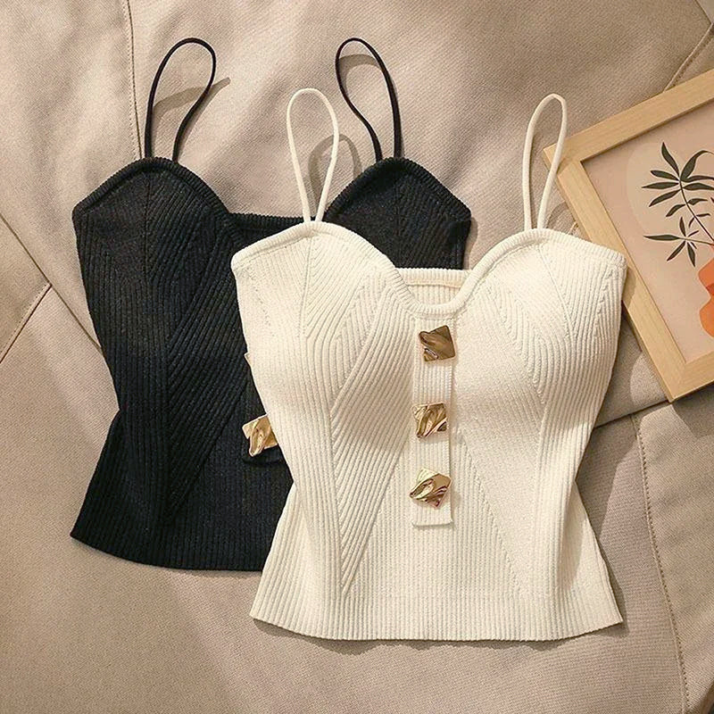 Avery - Women's Ribbed Knit Strappy Corset Crop Top