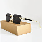 Avexa - Rimless Rectangle Sunglasses with Metal Detail