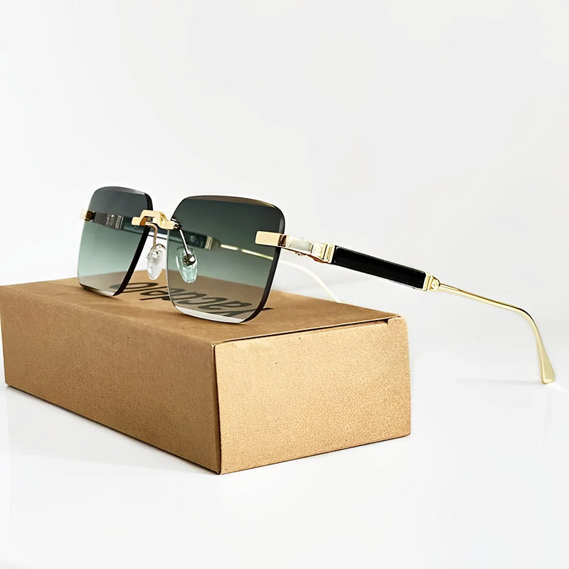 Avexa - Rimless Rectangle Sunglasses with Metal Detail