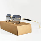 Avexa - Rimless Rectangle Sunglasses with Metal Detail
