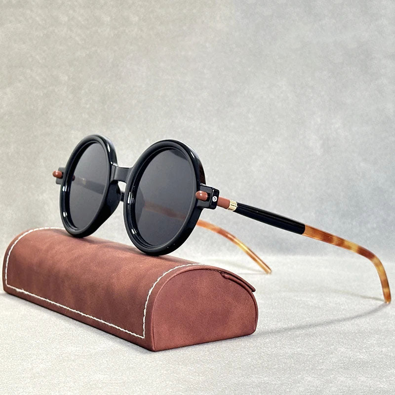 Aziel - Modern Two-Tone Circular Sunglasses