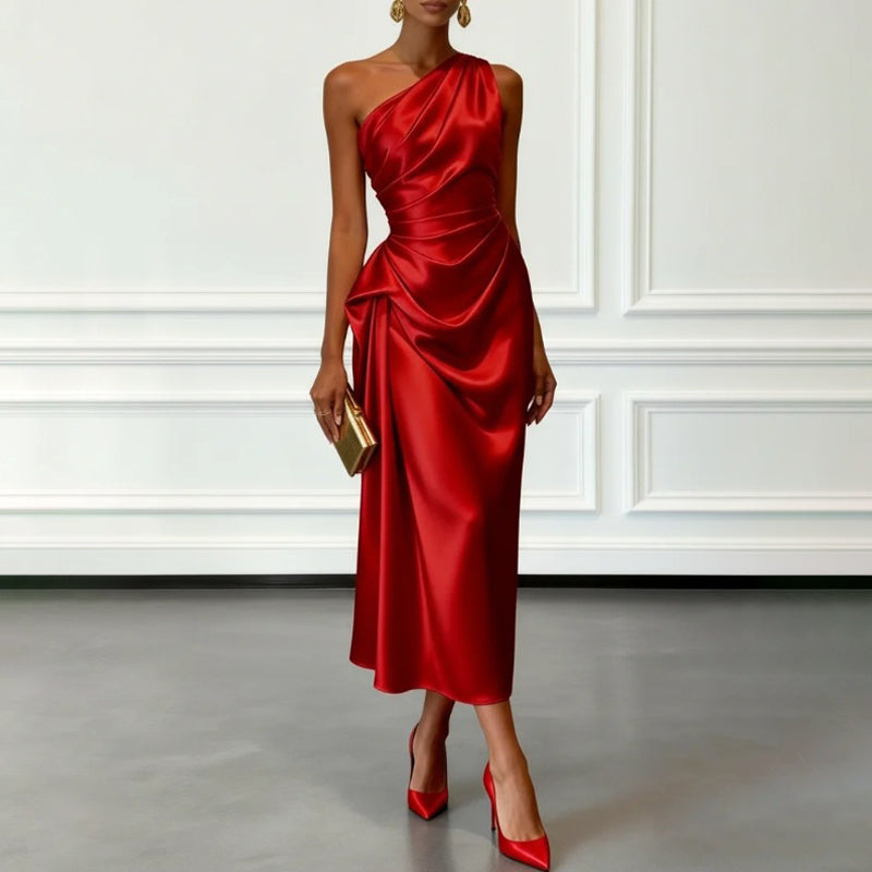 Bailey - Women’s One-Shoulder Draped Midi Dress