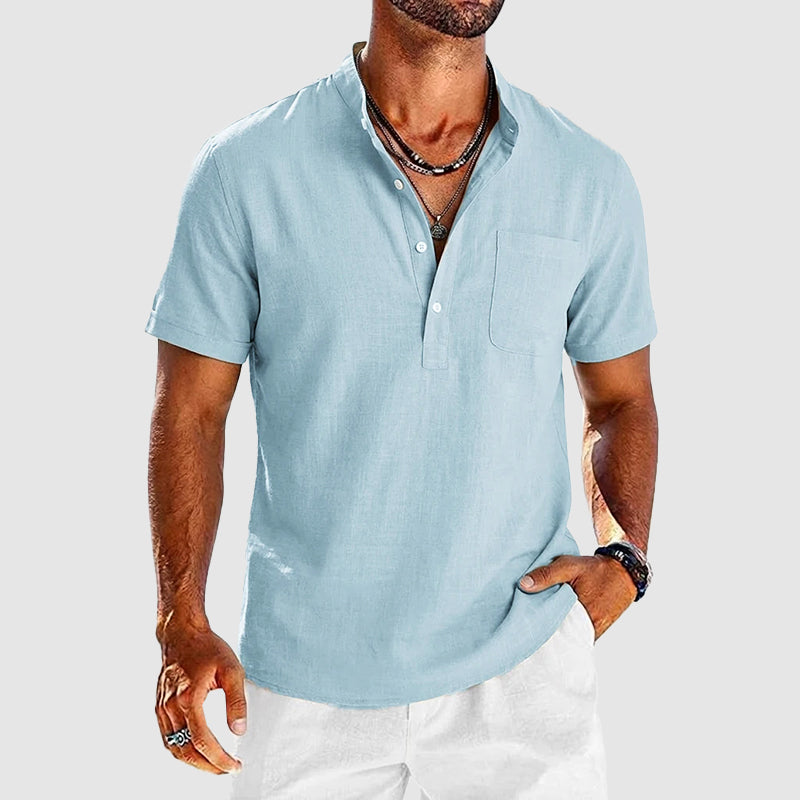 Benjamin - Men’s Relaxed Fit Henley with Chest Pocket