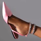 Blake - Women’s Pointed-Toe Slingback Flats with Crystal Straps