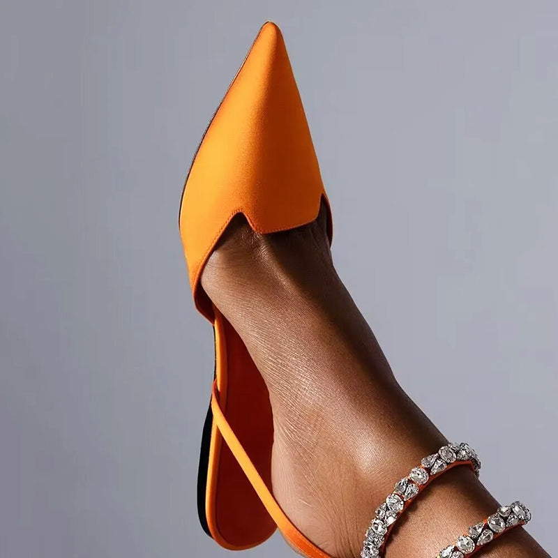 Blake - Women’s Pointed-Toe Slingback Flats with Crystal Straps