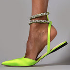 Blake - Women’s Pointed-Toe Slingback Flats with Crystal Straps