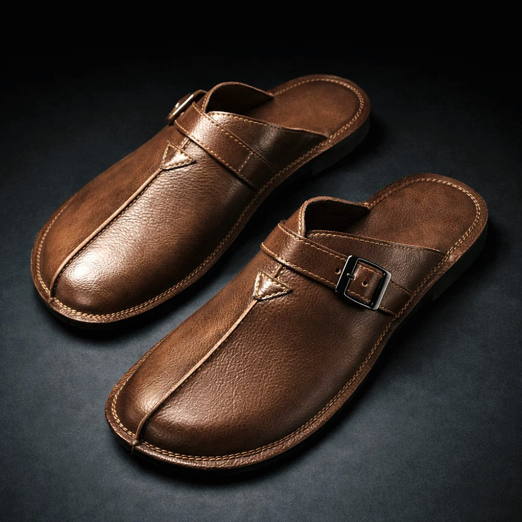 Brandon - Men’s Casual Buckle Strap Backless Loafers
