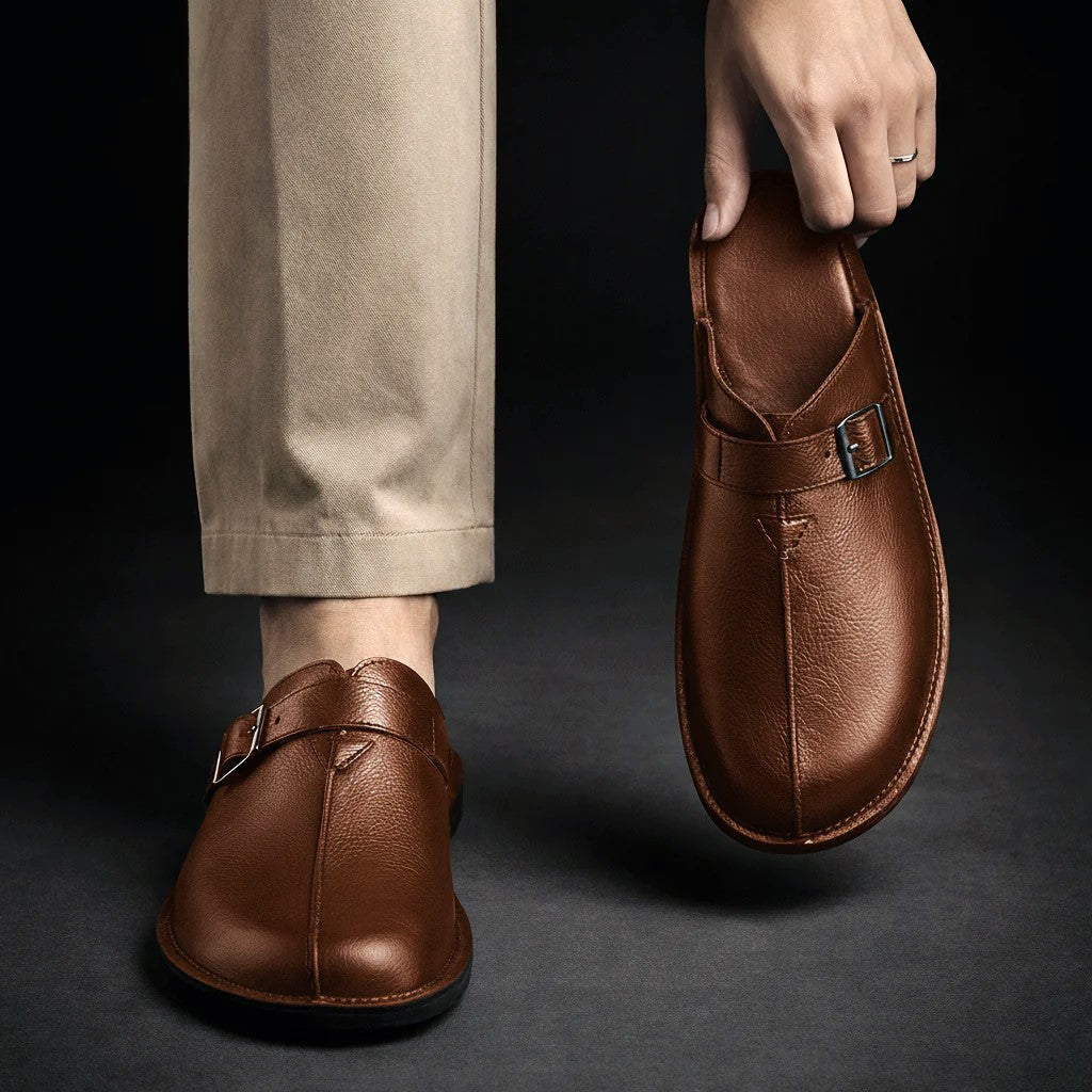 Brandon - Men’s Casual Buckle Strap Backless Loafers