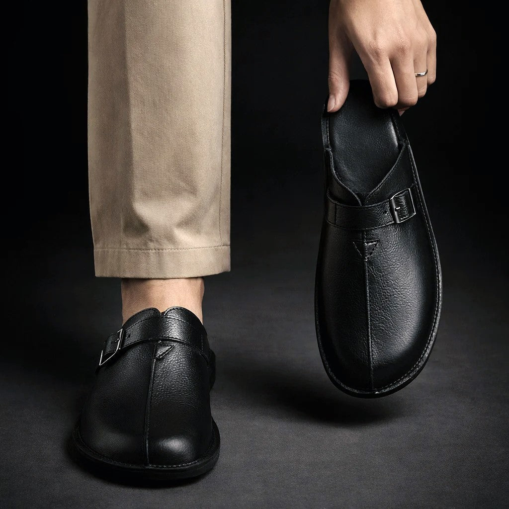 Brandon - Men’s Casual Buckle Strap Backless Loafers