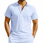 Brandon - Men's Short Sleeve Button Placket Polo Shirt