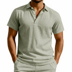 Brandon - Men's Short Sleeve Button Placket Polo Shirt