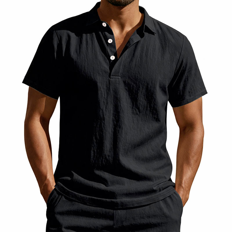 Brandon - Men's Short Sleeve Button Placket Polo Shirt