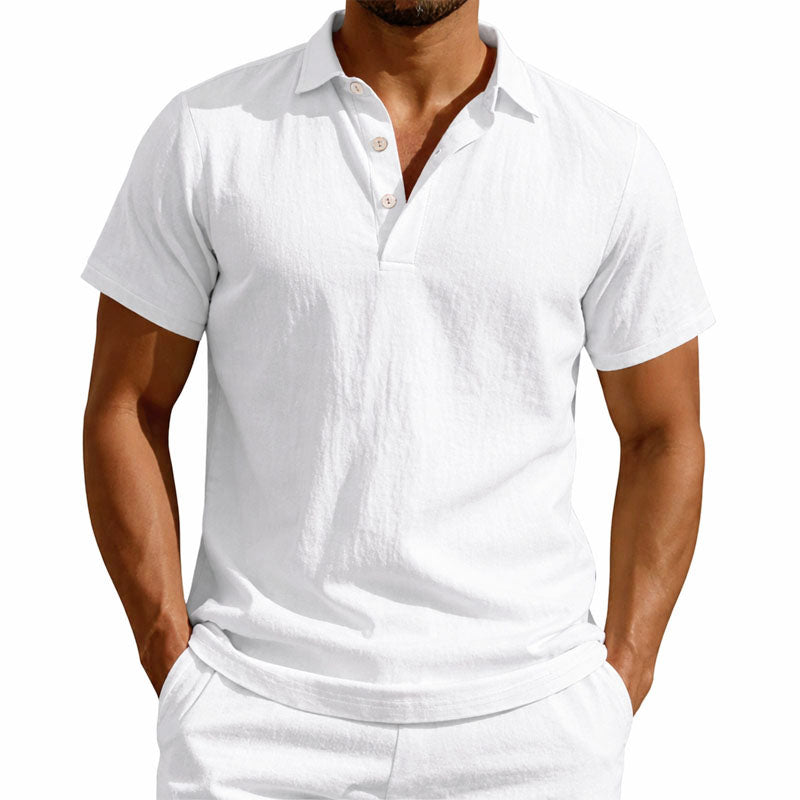 Brandon - Men's Short Sleeve Button Placket Polo Shirt