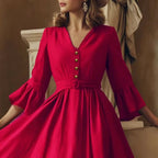 Brielle - Women’s Timeless Button Detail Midi Dress