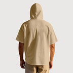 Caleb - Men's Short Sleeve Hooded Button Down Shirt