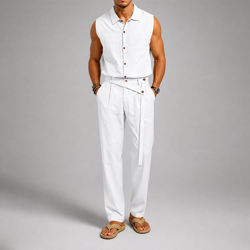 Calvin - Men’s Sleeveless Shirt and Tailored Pants Set
