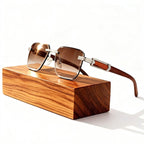Calyx - Rimless Square Wood Accent Sunglasses