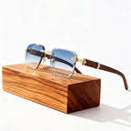 Calyx - Rimless Square Wood Accent Sunglasses