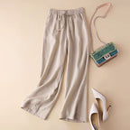 Caroline - Flowy Linen Wide-Leg Pants with Drawstring Waist