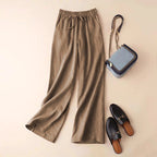 Caroline - Flowy Linen Wide-Leg Pants with Drawstring Waist