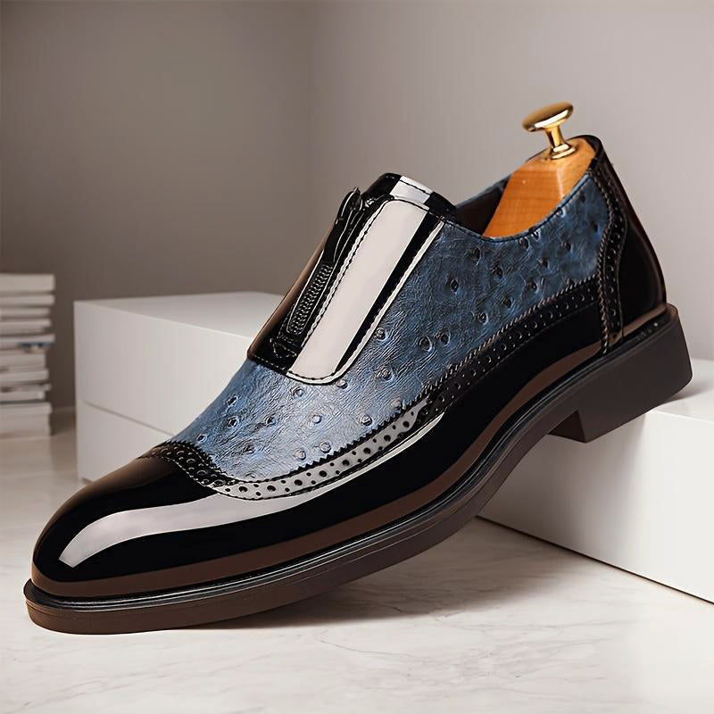 Carter - Men’s Dual Texture Dress Shoes with Glossy Finish