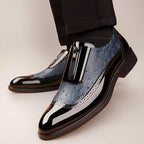 Carter - Men’s Dual Texture Dress Shoes with Glossy Finish