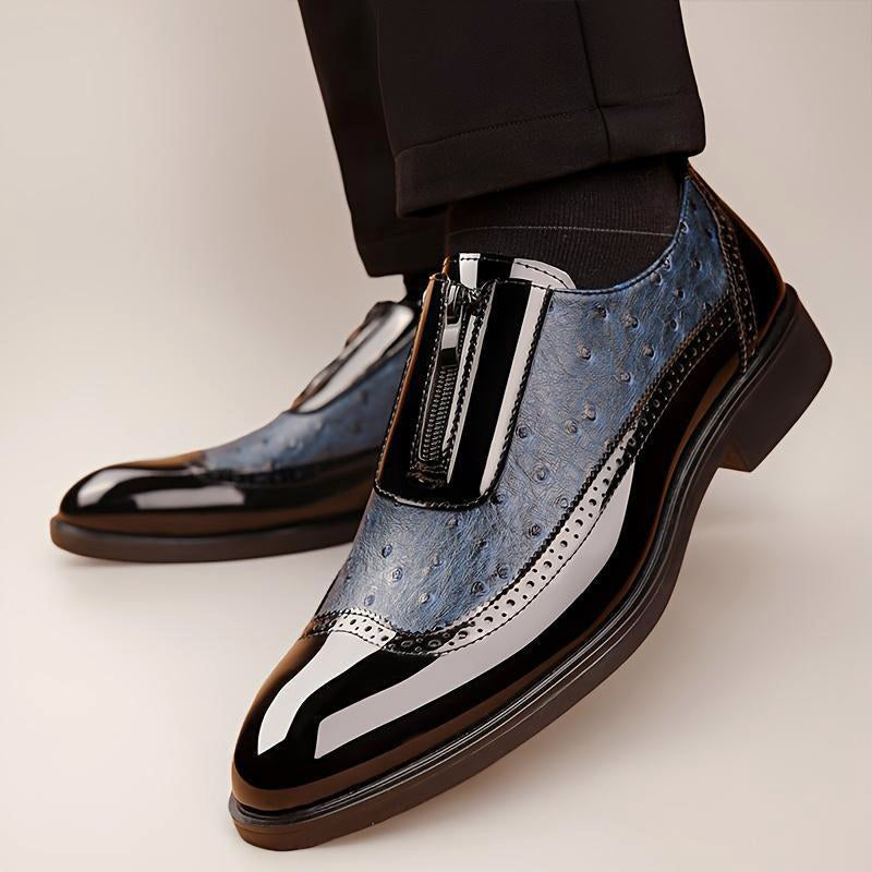 Carter - Men’s Dual Texture Dress Shoes with Glossy Finish