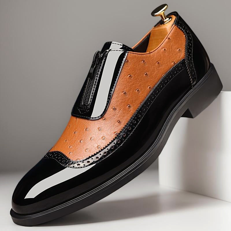 Carter - Men’s Dual Texture Dress Shoes with Glossy Finish