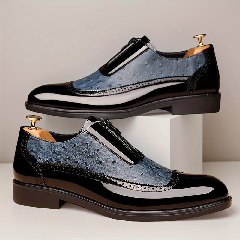 Carter - Men’s Dual Texture Dress Shoes with Glossy Finish