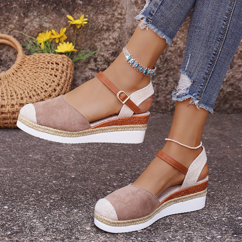 Celine - Women's Casual Espadrille Wedges with Ankle Strap
