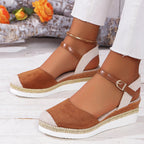 Celine - Women's Casual Espadrille Wedges with Ankle Strap