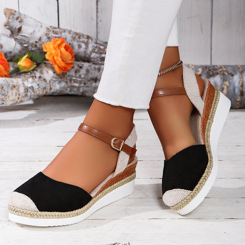 Celine - Women's Casual Espadrille Wedges with Ankle Strap