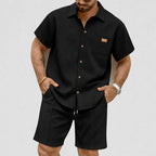 Charles - Men's Textured Shirt And Matching Shorts Set