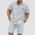 Charles - Men's Textured Shirt And Matching Shorts Set