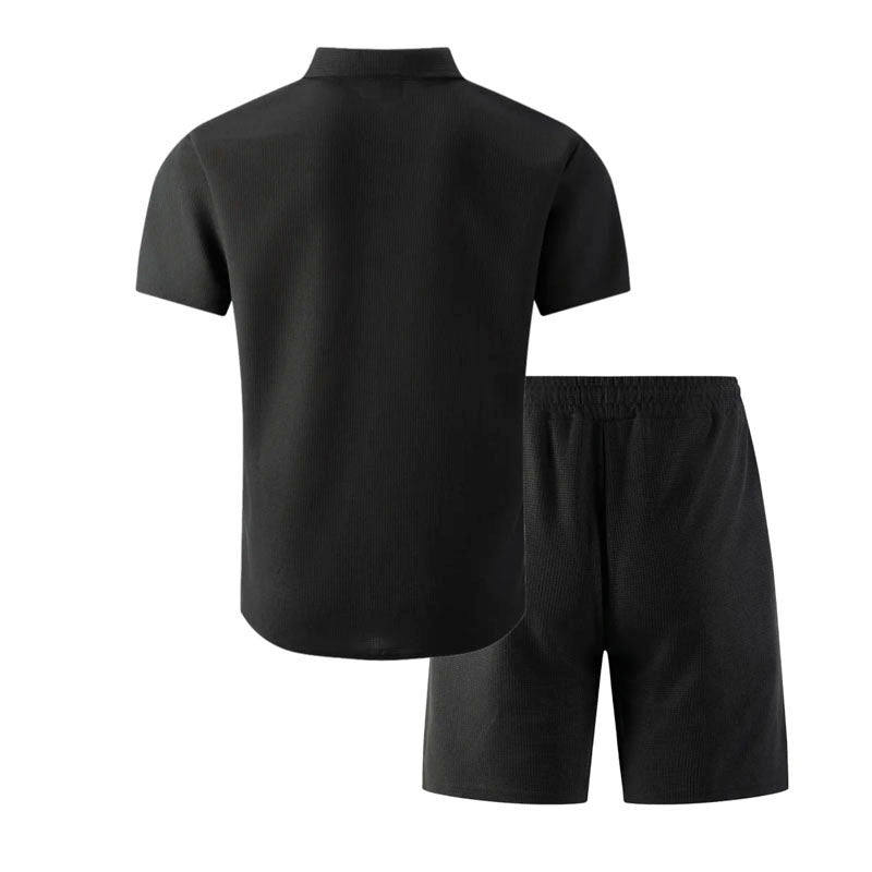 Charles - Men's Textured Shirt And Matching Shorts Set
