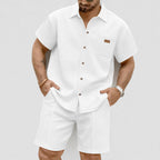 Charles - Men's Textured Shirt And Matching Shorts Set