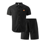 Charles - Men's Textured Shirt And Matching Shorts Set